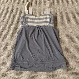 lululemon athletica Gray and White Tank Top